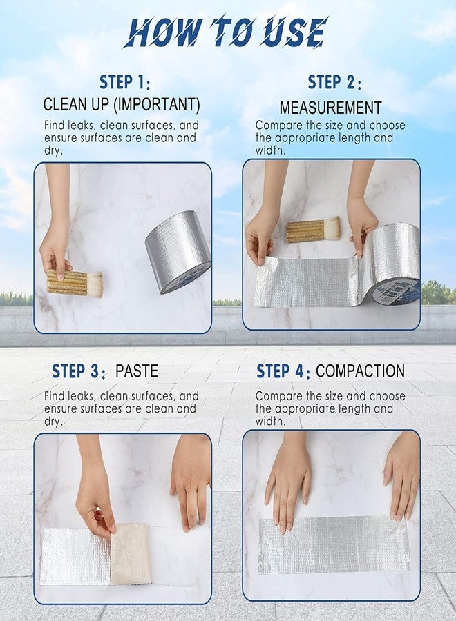 CRAZYABBS Leakage Repair Waterproof Tape for Pipe Leakage Roof Water Leakage Solution Aluminium Foil Tape Waterproof Adhesive Tape Sealing Butyl Rubber Tape for Surface Crack, Pipe Rupture - Image 3